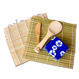 Bamboo Sushi Making Kit / 2 Sushi Rolling Mats, Rice Paddle, Rice Spreader, towel/Japan Natural