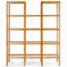 Get costway bamboo utility shelf bathroom rack plant display stand 5 tier storage organizer rack cube w several cell closet storage cabinet 12 pots