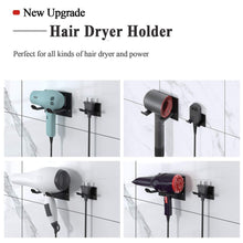 Top xigoo hair dryer holder self adhesive wall mount bathroom hair blow dryer rack organizer fit for most hair dryers upgrade black