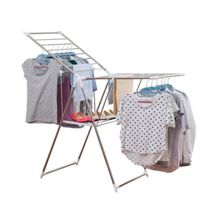 Great soges folding clothes drying rack stainless steel laundry rack dry hanger stand with shoe rack easy storage indoor outdoor use ks k8008