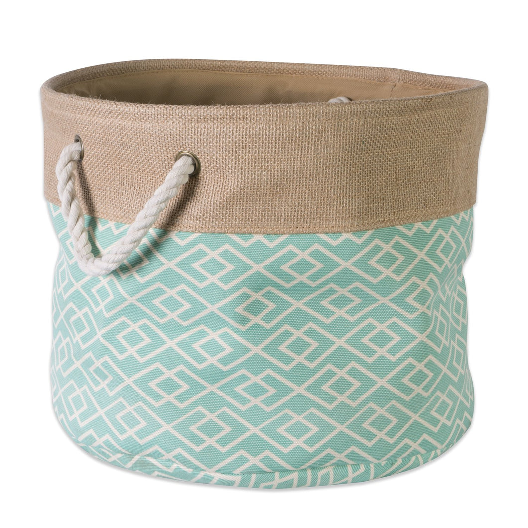 DII Collapsible Burlap Storage Basket or Bin with Durable Cotton Handles, Home Organizational Solution for Office, Bedroom, Closet, Toys, & Laundry (Large Round - 16x15