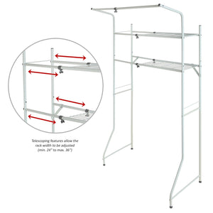 Products mygift width adjustable 2 shelf white metal space saver unit utility storage rack