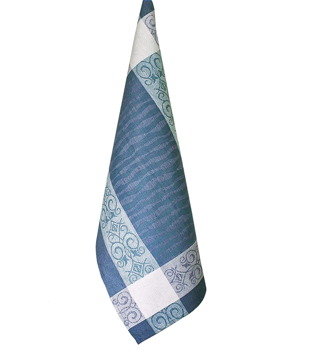 Kitchen Dish Towels - Tea Towel Manifica Bluish Grey- White Blend of Linen Cotton. LARGE Dish CLOHTS 28 x 19