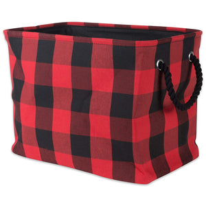 DII Polyester Storage Basket or Bin with Durable Cotton Handles, Home Organizer Solution for Office, Bedroom, Closet, Toys, Laundry, Medium, Red & Black