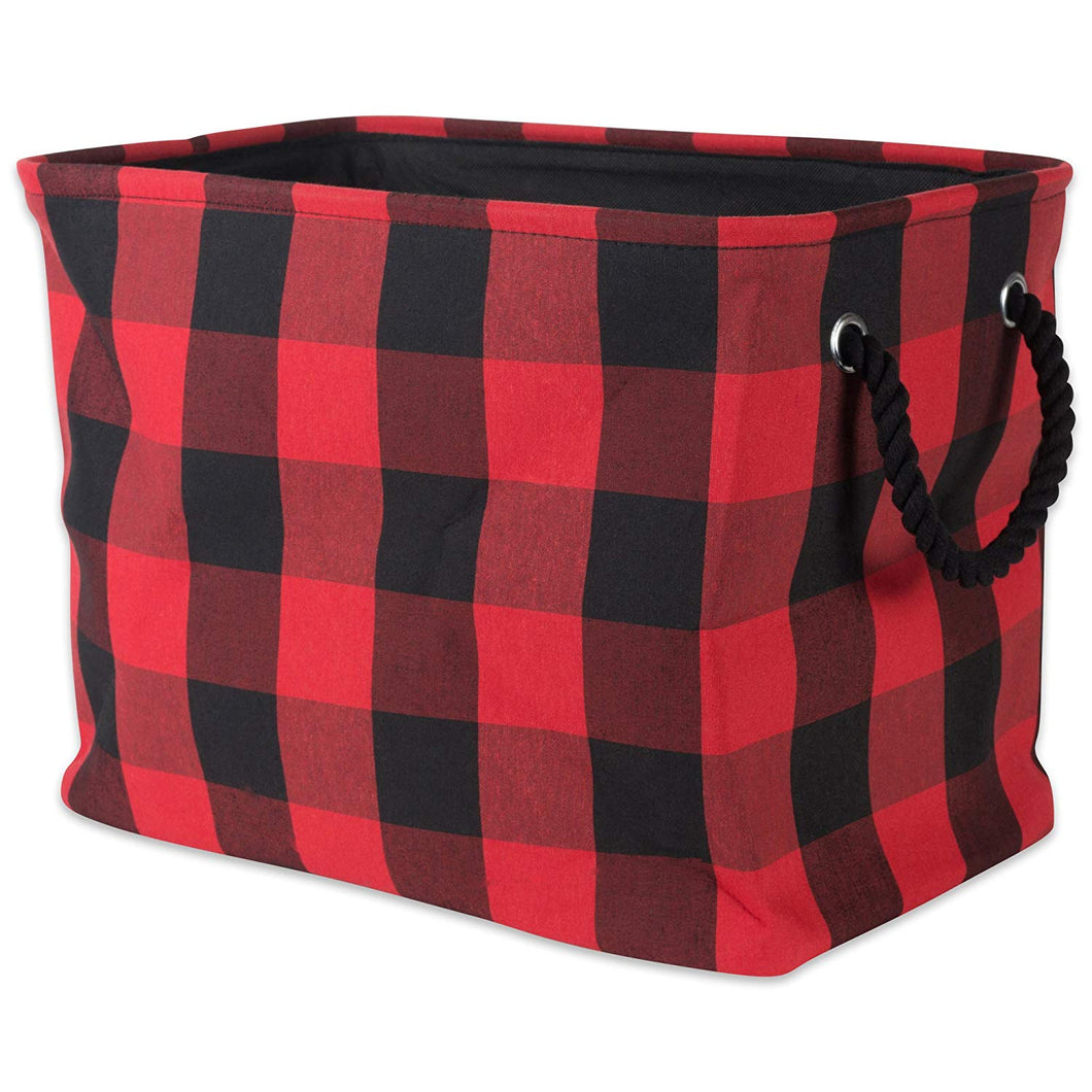 DII Polyester Storage Basket or Bin with Durable Cotton Handles, Home Organizer Solution for Office, Bedroom, Closet, Toys, Laundry, Medium, Red & Black
