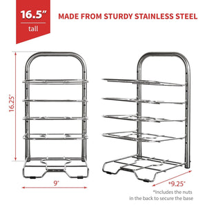 Related betterthingshome 5 tier height adjustable pan and pot organizer rack adjust in increments of 1 25 10 11 12 inch cookware lid holder stainless steel 16 5 tall