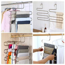 Best trusber stainless steel pants hangers s shape metal clothes racks with 5 layers for closet organization space saving for pants jeans trousers scarfs durable and no distortion silver pack of 4