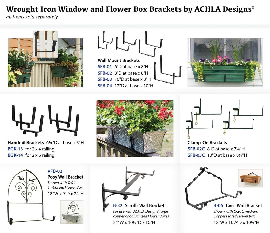 Home achla designs wrought iron scrolls window flower box bracket
