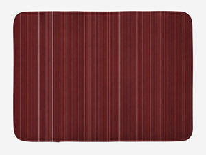 Lunarable Maroon Bath Mat, Classical Striped Display with Thin Lines Modern Fashion Repetitive Abstract Pattern, Plush Bathroom Decor Mat with Non Slip Backing, 29.5" X 17.5", Maroon