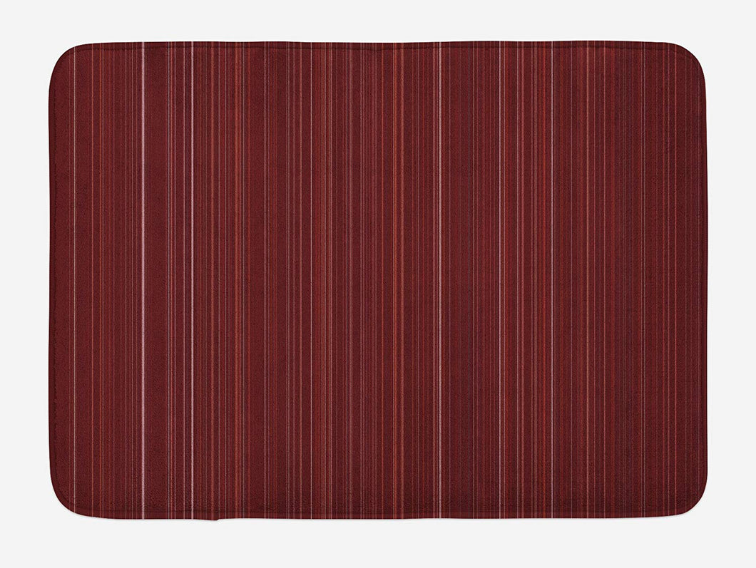 Lunarable Maroon Bath Mat, Classical Striped Display with Thin Lines Modern Fashion Repetitive Abstract Pattern, Plush Bathroom Decor Mat with Non Slip Backing, 29.5