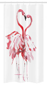 Ambesonne Flamingo Stall Shower Curtain, Flamingo Couple Kissing Romance Passion Partners in Love Watercolor Effect, Fabric Bathroom Decor Set with Hooks, 36" X 72", Coral White