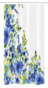 Ambesonne Watercolor Flower Stall Shower Curtain, Motley Floret Motifs with Splash Anemone Iris Revival of Nature Theme, Fabric Bathroom Decor Set with Hooks, 36" X 72", Blue Yellow