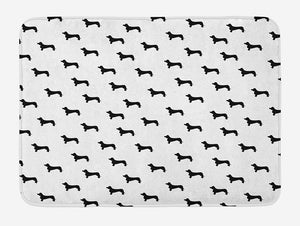 Ambesonne Dog Lover Bath Mat, Monochrome Dachshund Silhouettes Breed Dog Domestic Canine Pattern Active Pet, Plush Bathroom Decor Mat with Non Slip Backing, 29.5" X 17.5", Charcoal White