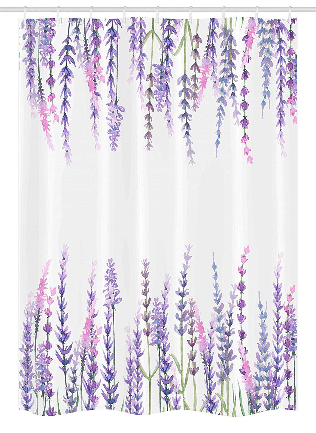 Ambesonne Purple Stall Shower Curtain, Lavender Plants Aromatic Evergreen Shrub of Mint Family Nature Oil Country Style Print, Fabric Bathroom Decor Set with Hooks, 54 W x 78 L Inches, Lilac