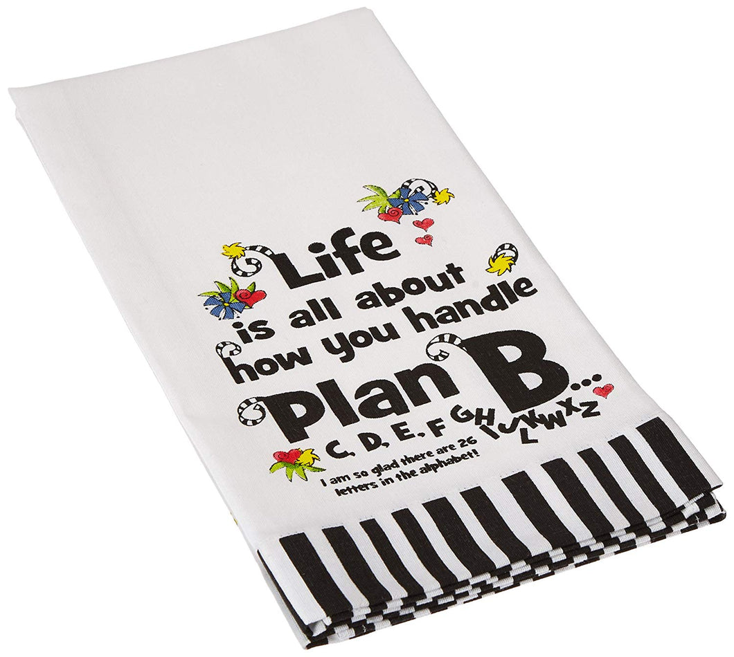 Brownlow Gifts Plan B Gifts Tea Towel, White/Black