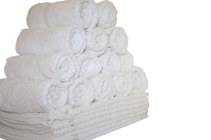 12-Pieces Salon Gym Spa Hand Ring Spun Towels, 16x27" White Eco-Friendly 100% Cotton - by Atlas