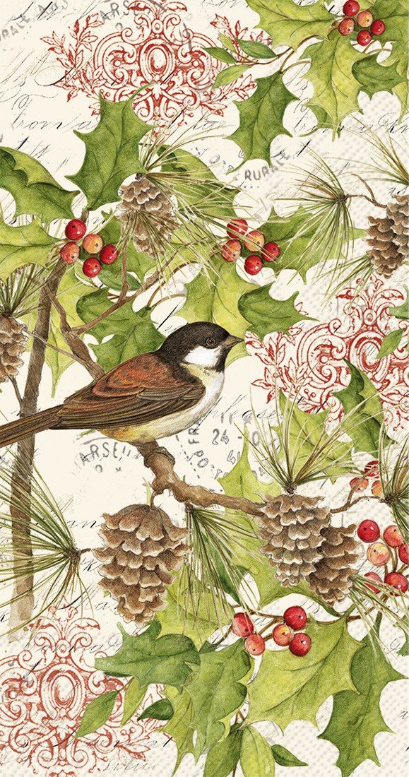 Ideal Home Range 16-Count Chickadee Sign Paper Guest Towel Napkins, Multicolored