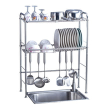 Featured delite home 2 tier stainless steel over sink dish drying rack counter top dish rack dish shelf dish collector silver single groove