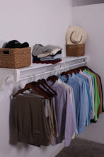 Featured expandable closet rod and shelf units with 1 end bracket finish white