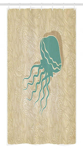 Ambesonne Jellyfish Stall Shower Curtain, Beach Summer Oceanic Life Tropicalea Animal Nautical Abstract Pattern, Fabric Bathroom Decor Set with Hooks, 36" X 72", Brown Seafoam