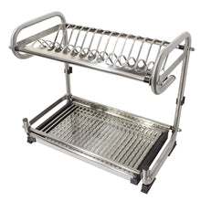 Latest probrico 2 tier stainless steel dish drying dryer rack 590mm23 5 drainer plate bowl storage organizer holder wall mounted distance 560mm22