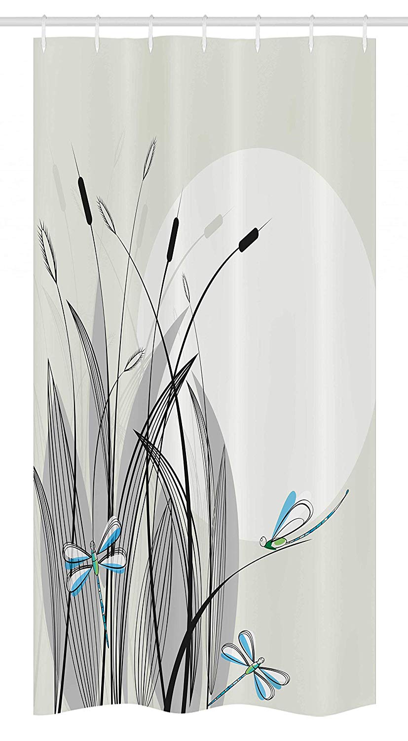 Ambesonne Dragonfly Stall Shower Curtain, Dragonflies on Flowers and Branches Flourishing Nature Spring Time Predator Print, Fabric Bathroom Decor Set with Hooks, 36