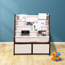 Related mallbest childrens bookshelf kids sling book rack with two storage boxes and toys organizer shelves natural solid wood baby bookcase