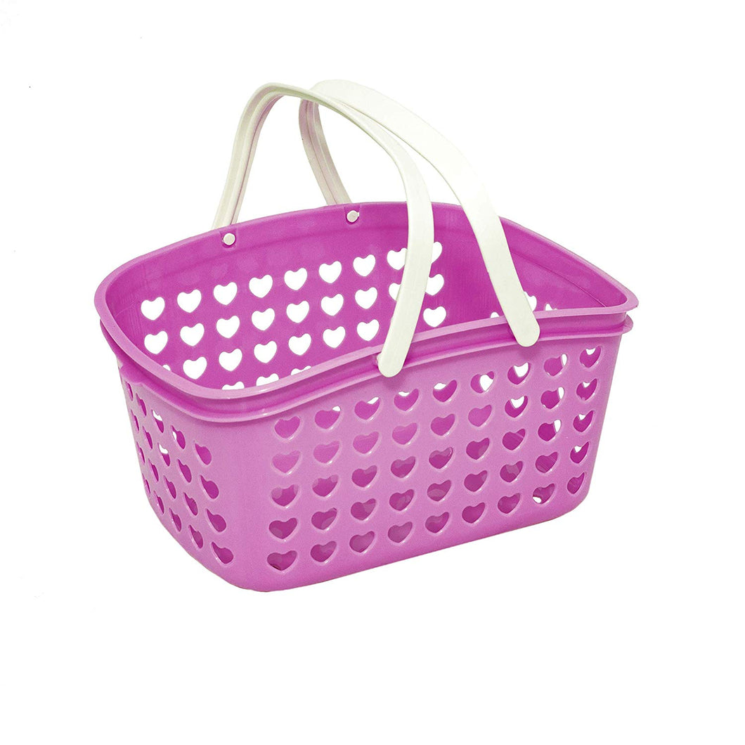 Plastic Organizing Storage Basket with Handles and Holes - Small Bin for Shower, Closet, Kitchen, Garden, Bathroom, Toys, Candy by Valenoks (Lilac)