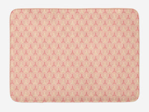 Ambesonne Paris Bath Mat, Soft Colors Eiffel Tower Pattern France Landmark Repetitive Design, Plush Bathroom Decor Mat with Non Slip Backing, 29.5" X 17.5", Yellow Coral