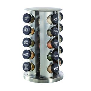 Shop for kamenstein 5244684 revolving 20 jar countertop rack tower organizer with black caps and free spice refills for 5 years count silver