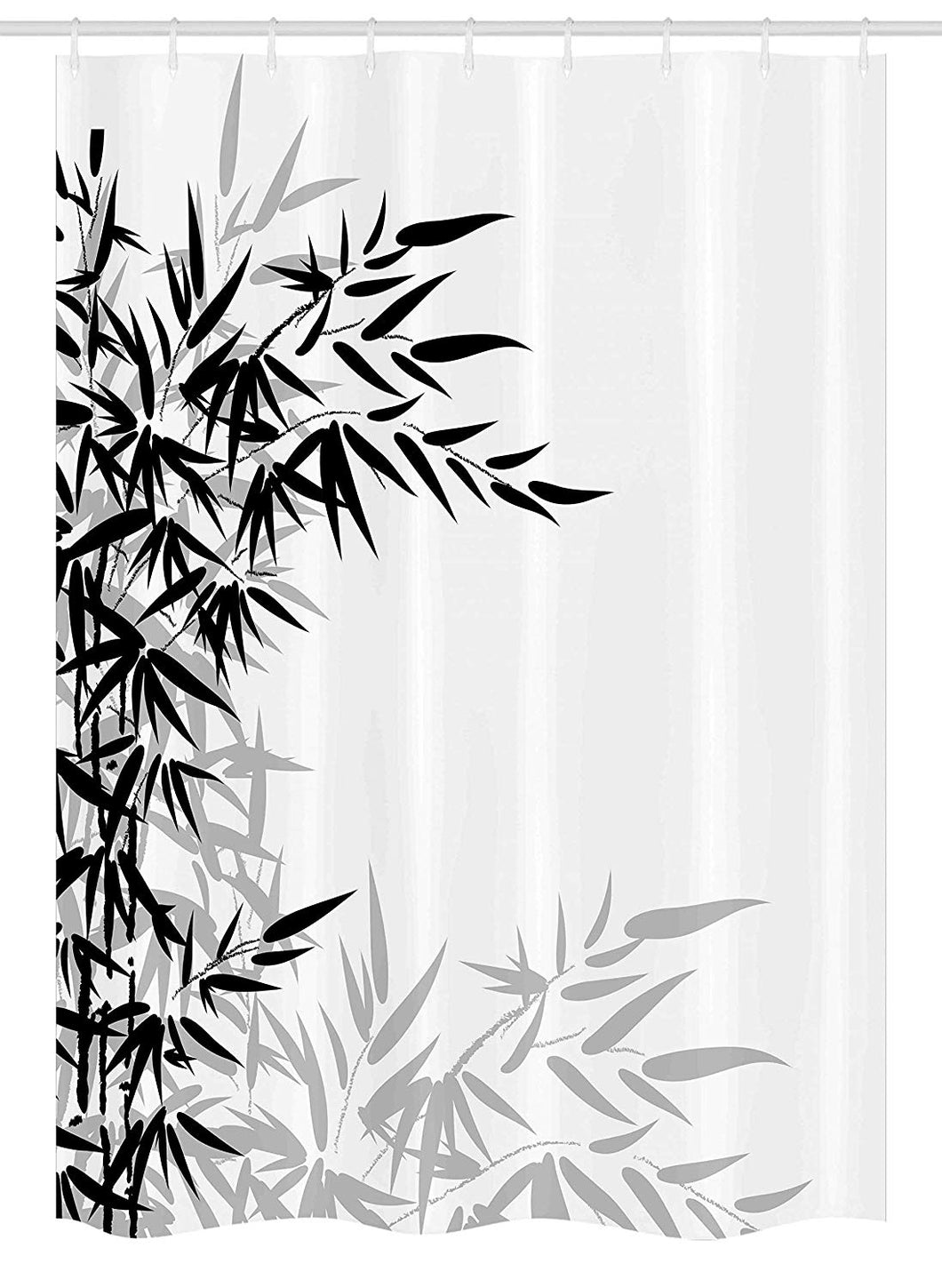 Ambesonne Bamboo Stall Shower Curtain, Bamboo Leaves on Clear Simple Background Organic Life Illustration, Fabric Bathroom Decor Set with Hooks, 54