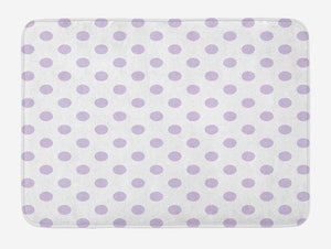 Lunarable Lavender Bath Mat, Old Fashioned Retro Design with Polka Dots Classical Spotted Tile Pattern, Plush Bathroom Decor Mat with Non Slip Backing, 29.5" X 17.5", Lavender White
