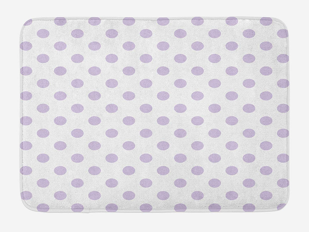 Lunarable Lavender Bath Mat, Old Fashioned Retro Design with Polka Dots Classical Spotted Tile Pattern, Plush Bathroom Decor Mat with Non Slip Backing, 29.5