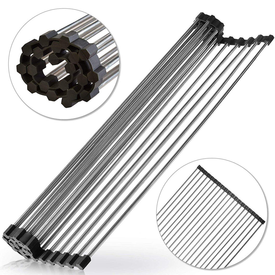 Over the Sink Multipurpose Roll-Up Dish Drying Rack (17.7