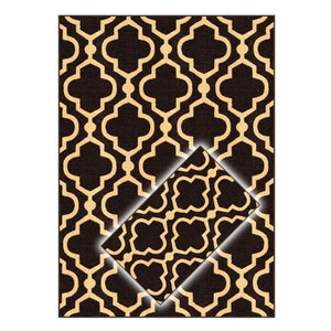 Kapaqua Rubber Backed 22" x 48" Small Runner Rug Brown Moroccan Trellis Non-Slip Kitchen Bathroom Entryway Hallway 2x4