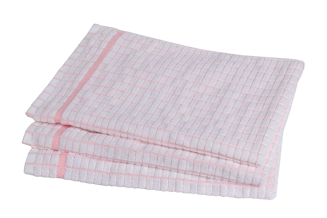 STAR Classic Kitchen Dish Towels - Grade Absorbent Dish Clothes - 100% Cotton Tea Towels - 3 Pack, Pink