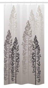 Ambesonne Country Stall Shower Curtain, Pine Trees in The Forest on Foggy Seem Ombre Backdrop Wildlife Adventure Artwork, Fabric Bathroom Decor Set with Hooks, 36" X 72", Warm Taupe