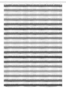 Ambesonne Striped Stall Shower Curtain, Gray and White Stripes Monochrome Tone Brush Style Lines Grunge Retro Digital Print, Fabric Bathroom Decor Set with Hooks, 54 W x 78 L Inches, White Grey