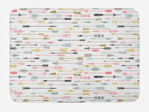 Lunarable Arrows Bath Mat, Colorful Arrows Pattern Aztec Najavo Inspired Style Artwork Image, Plush Bathroom Decor Mat with Non Slip Backing, 29.5" X 17.5", Coral Teal