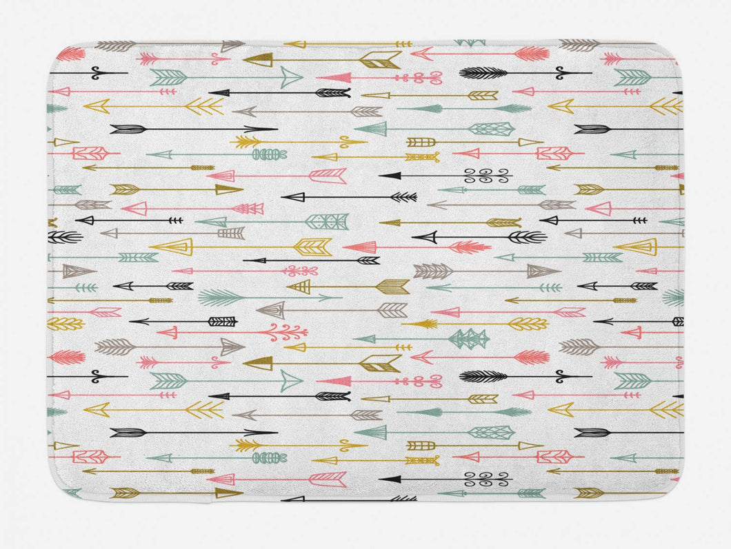 Lunarable Arrows Bath Mat, Colorful Arrows Pattern Aztec Najavo Inspired Style Artwork Image, Plush Bathroom Decor Mat with Non Slip Backing, 29.5