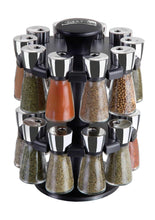 Top cole mason herb and spice rack with spices revolving countertop carousel set includes 20 filled glass jar bottles