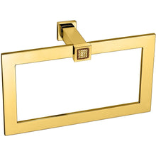 Starlight Rectangular Brass Towel Ring Holder w/ Swarovski - Gold/ Chrome