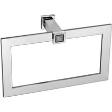 Starlight Rectangular Brass Towel Ring Holder w/ Swarovski - Gold/ Chrome