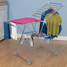 Heavy duty household essentials collapsible adjustable gullwing metal clothes drying rack grey