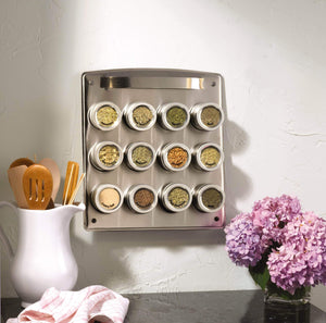 Home kamenstein magnetic 12 tin spice rack with free spice refills for 5 years