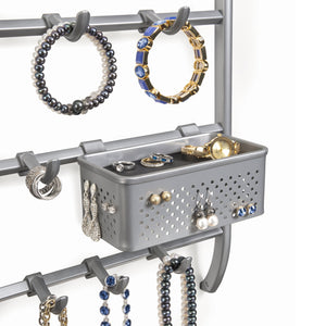 Kitchen lynk over door or wall mount jewelry organizer rack platinum