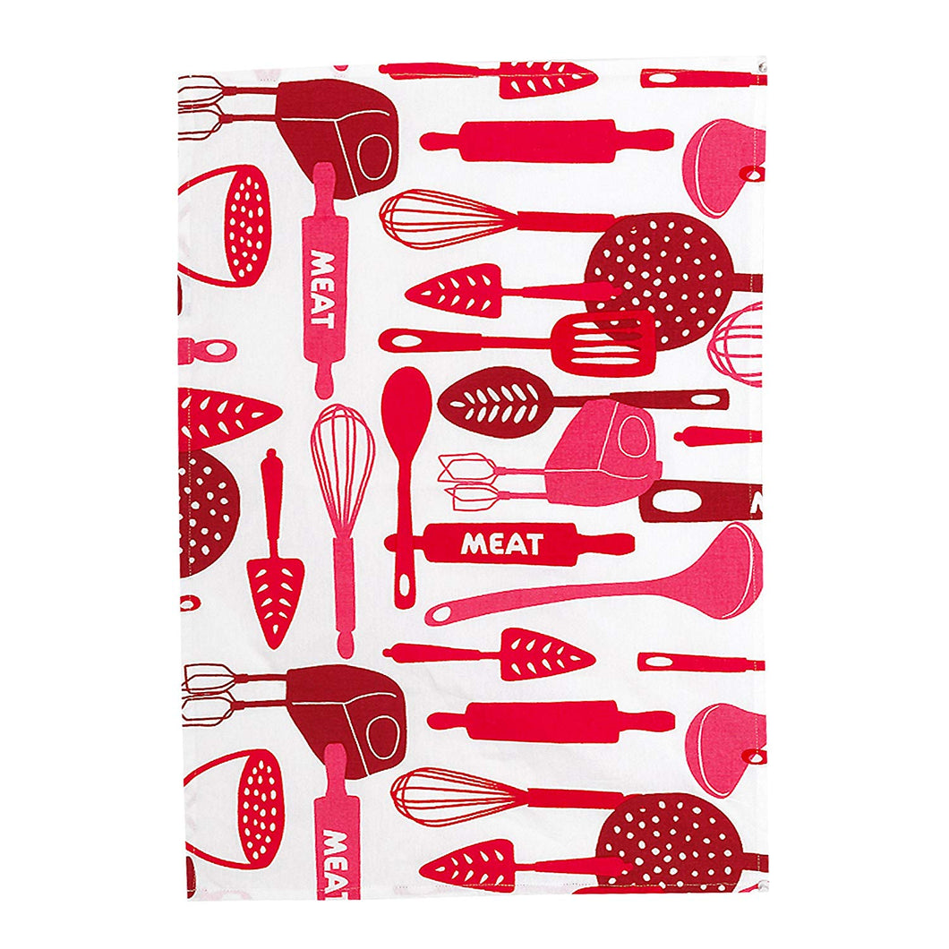 Meat Red Tea Towel – Dish Cloth – 100% Cotton, Ultra Absorbent - 18” x 28” - Color Coded Kitchen Tools by The Kosher Cook