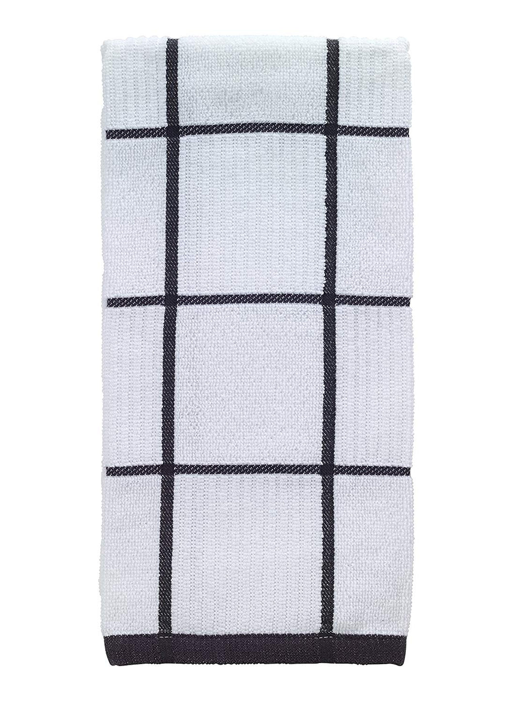 T-fal Textiles 10153 100-Percent Cotton Checked Parquet Kitchen Dish Towel, Charcoal, Single