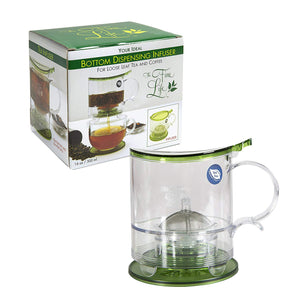 The Fine Life Coffee Brewer and Loose Leaf Teapot Infuser - Replace Your French Press - 16 oz. - Includes Acrylic Spoon, Acrylic Extender Ring, and Additional Filter