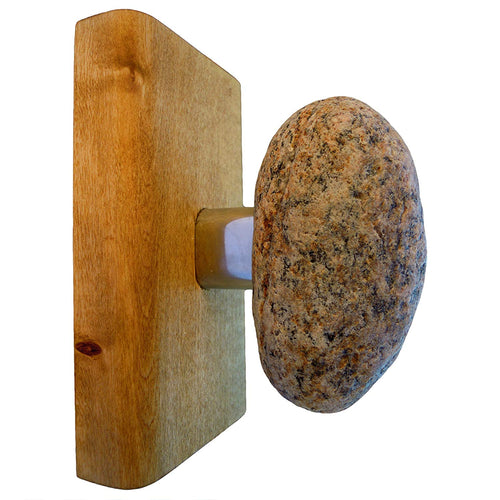 Towel hanger - Coat Rack with natural Stones. Bathroom towel hook. Wall mounted solid wood coat rack with natural Beach Stones. Home office wall organize, entryway organizer, medal hanger